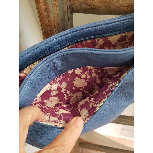 Blue Nica Shoulder Bag with Front Zipper Large Back Pocket Y2K - Picture 6 of 10